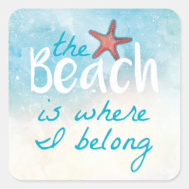 Strandangebot mit Starfish Zitat Quadratischer Aufkleber