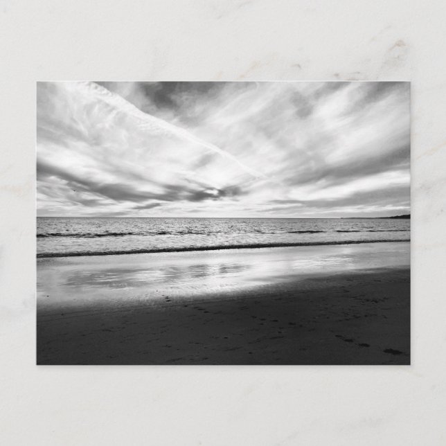 Strandansicht in Schwarzweiß Postkarte (Vorderseite)