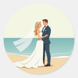 Strandaufkleber für Hochzeiten Runder Aufkleber