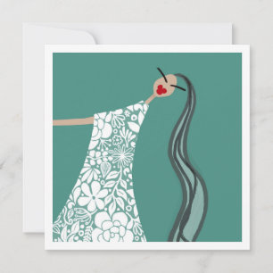 Strandbabe in weißen Blume Illustration Einladung