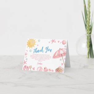 Strandbaby-Rosa-Baby-Shower-Dankeskarten Dankeskarte
