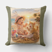 Strandbaby und Kätzchen Sandburgenfreude