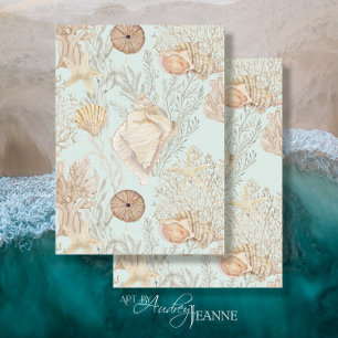 Strandbad Aqua Beach Coral Starfish Muschel Aqua Seidenpapier