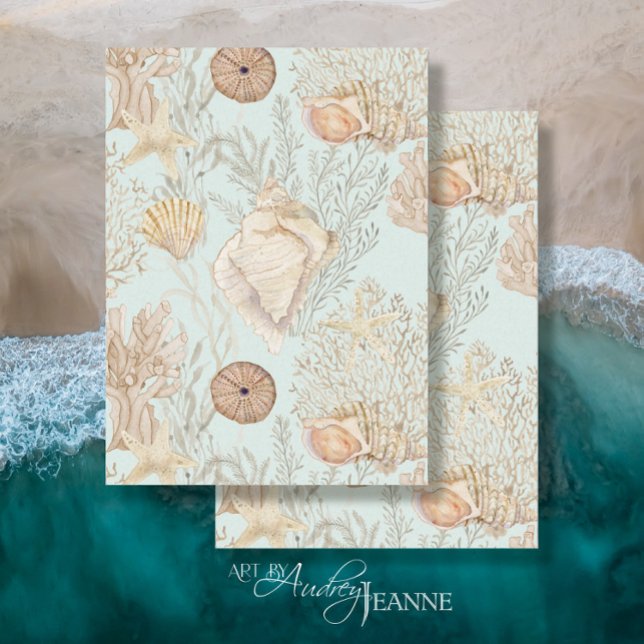 Strandbad Aqua Beach Coral Starfish Muschel Aqua Seidenpapier (Von Creator hochgeladen)