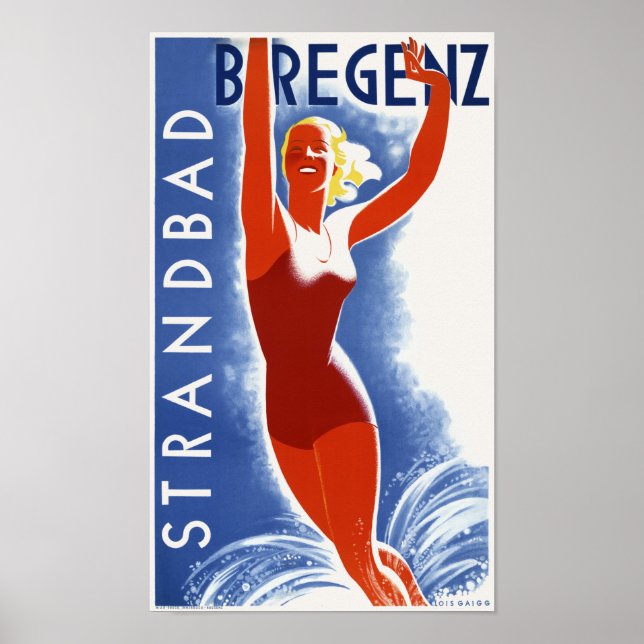 Strandbad Bregenz Austria Vintage Poster 1935 (Vorne)