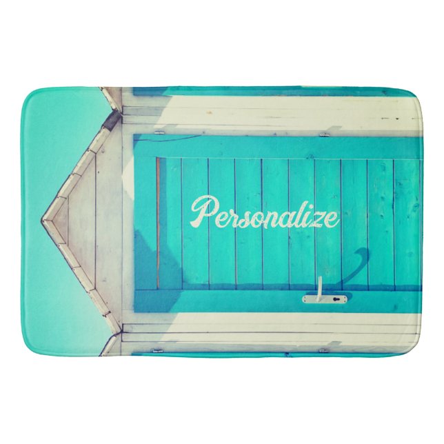 Strandbad Cabana türkis weiß Badematte (Vorderseite)