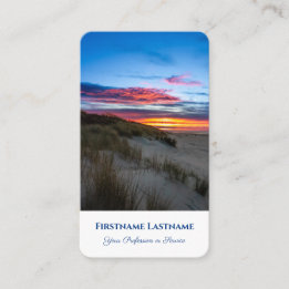 Strandbad mit Sanddünen Sonnenuntergang Agent Stil Visitenkarte