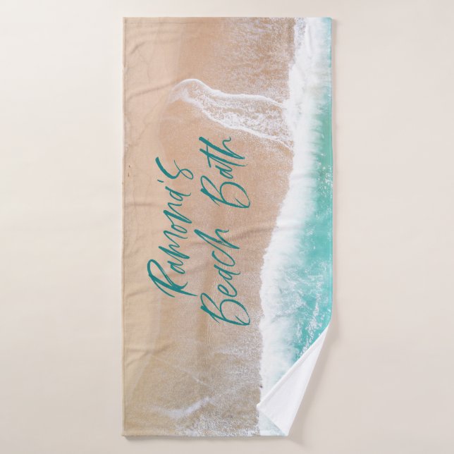 Strandbad mit tropischem Sand, Meer, sonnige Welle Badehandtuch (Badehandtuch)