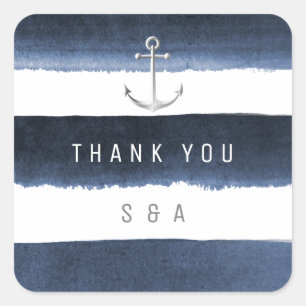 Strandbad mit Wasserfarbe Strandstreifen Anker Hoc Quadratischer Aufkleber