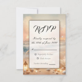 Strandbad Sparkle und Sonnenuntergang Hochzeit RSVP Karte