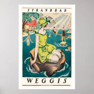 Strandbad Weggis Vintage Reiseposter Poster