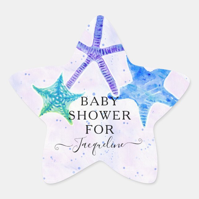 Strandbadefarben Starfish Babydusche Stern-Aufkleber (Vorderseite)