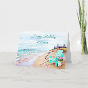Strandbadezene Aquamarine Blume Geburtstag Karte