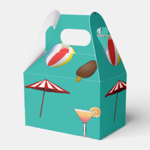 Strandbällchen, Eis und Cocktails auf Grün Geschenkschachtel