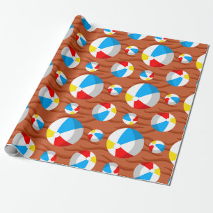 Strandbälle roter Sand Geschenkpapier