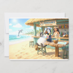 Strandbar des Pinguins Feiertagskarte