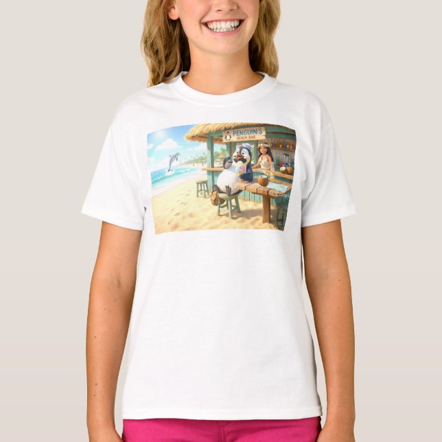 Strandbar des Pinguins T-Shirt (Vorderseite)