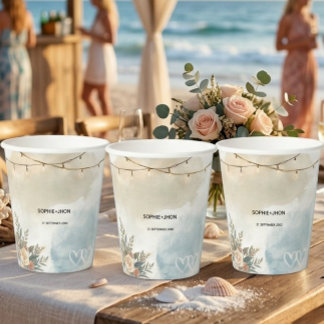 Strandbeleuchtung Elegant Minimal Moderne Hochzeit Pappbecher