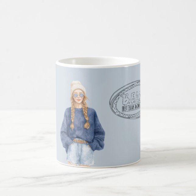 Strandblauer Pullover Kurze Rothaarige Kaffeetasse (Mittel)