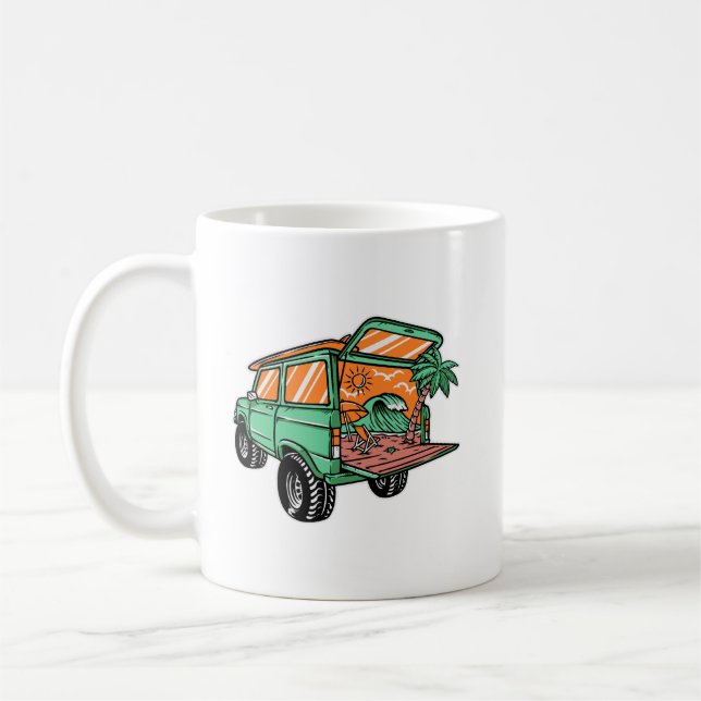 Strandblick in der Auto-Illustration Sommerspass Kaffeetasse (Links)