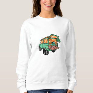 Strandblick in der Auto-Illustration Sommerspass Sweatshirt