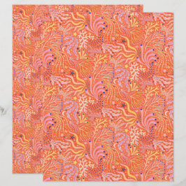 Strandboho-Seegras-Orange-Scrapbook-Papier