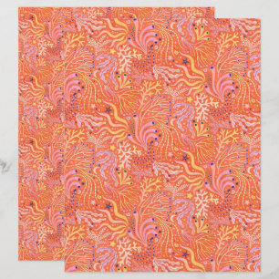 Strandboho-Seegras-Orange-Scrapbook-Papier