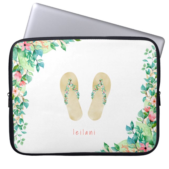 Strandbotanische Flip Flops Laptopschutzhülle (Vorderseite)