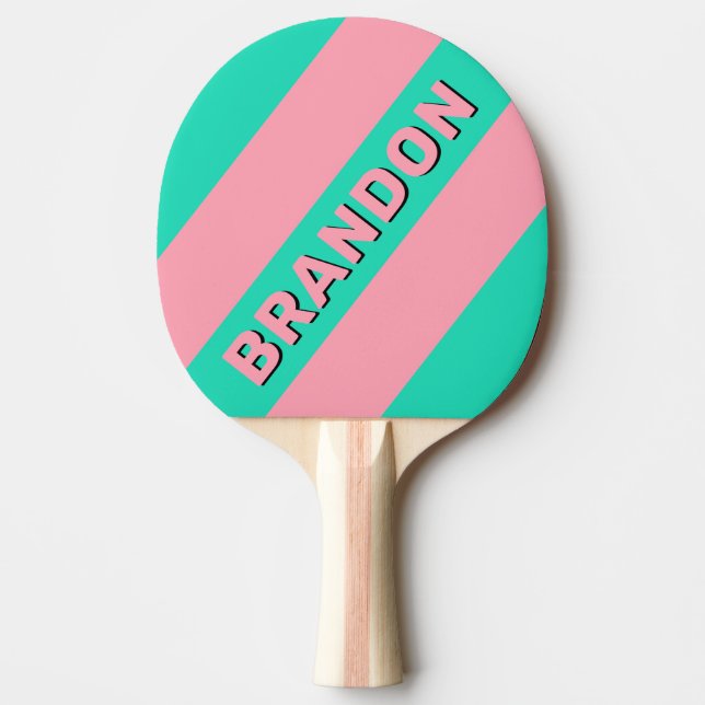 Strandbrise Nostalgisch kühne Streifen mit Namen Tischtennis Schläger (Vorderseite)