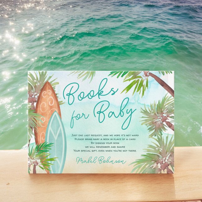 Strandbücher für die Dusche von tropischen Palmen Begleitkarte (Tropical palm trees beach books for baby shower Enclosure Card)