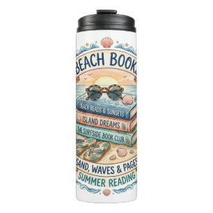 Strandbücher Sommerlesedesign Thermosbecher