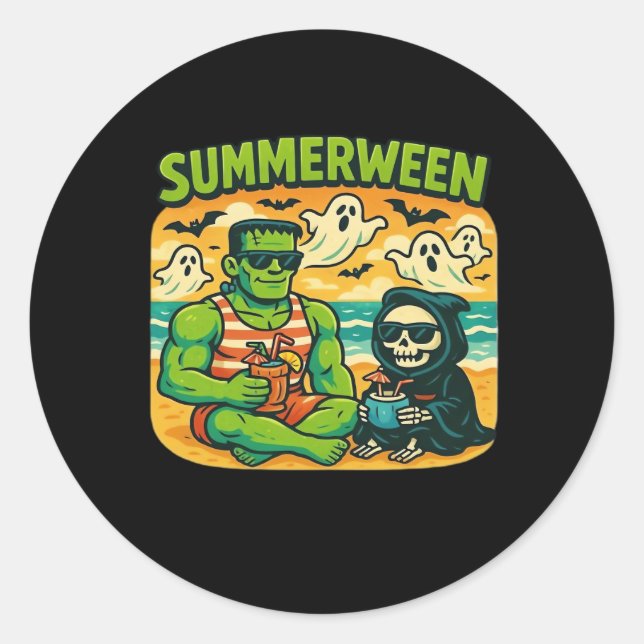 Strandbugeymen - Retro Summerween Vibes Class Runder Aufkleber (Vorderseite)