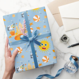 Strandburgen-Strand-Spaß Baby-Jungen-Geburtstagsfe Geschenkpapier