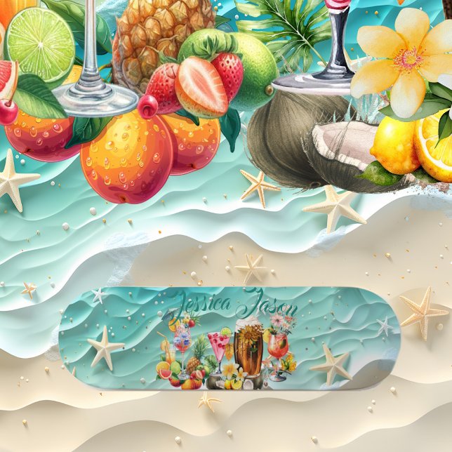 Strandcocktail Tropische Früchte Ozeanwache Starfi Skateboard (Beach Cocktail Tropical Fruits Ocean Wave Starfish Skateboard)