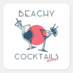 Strandcocktails Prost Party Kunst Quadratischer Aufkleber