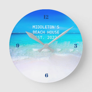 Stranddekoration Sea Blue Summer Sun Runde Wanduhr