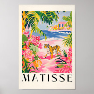 Stranddekoration, Tiger Art Print, rosa Dopamin Ar Poster