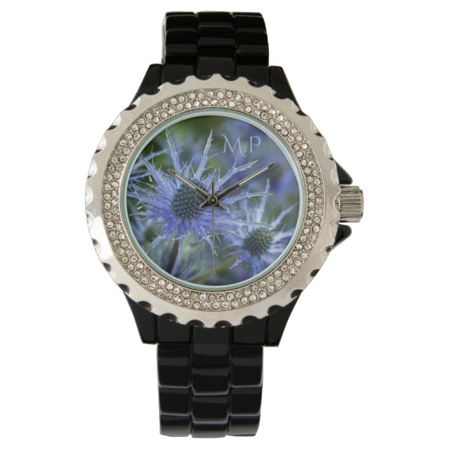 Stranddistel-Monogramm Armbanduhr (Vorderseite)