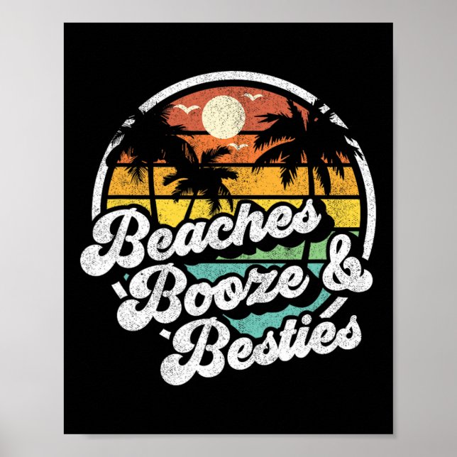 Strände Boost and Besties Funny Retro 70er Beach W Poster (Vorne)