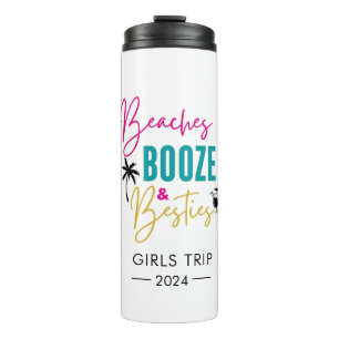 Strände Booze and Besties Personalisiert, Girls Tr Thermosbecher