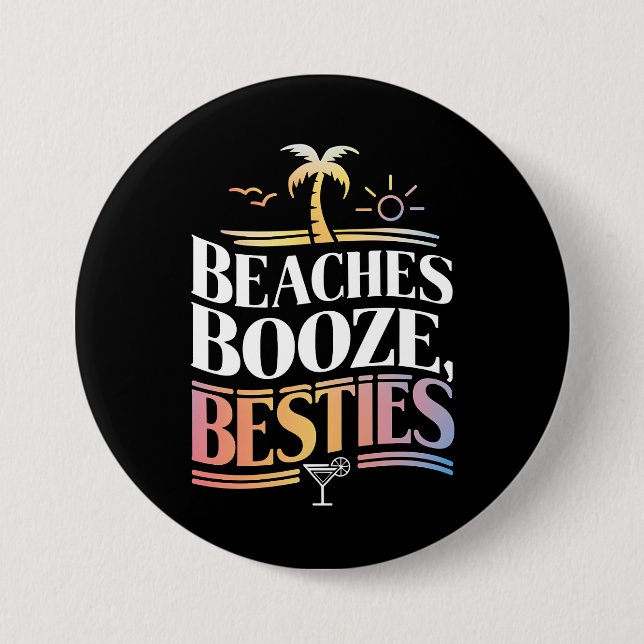 Strände Booze & Besties Kokospalmen Sommer Button (Vorderseite)
