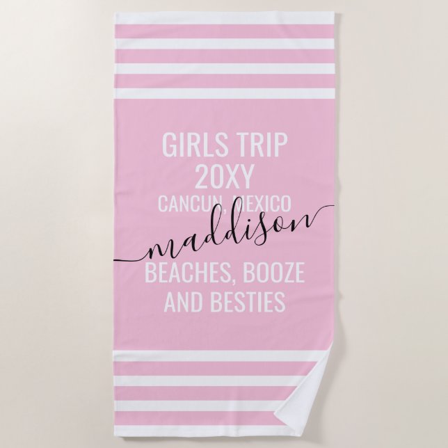 Strände Booze Besties Personalisiert Girls Tour Ro Strandtuch (Vorderseite)