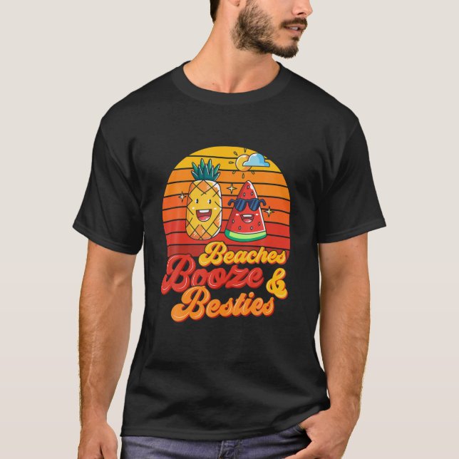 Strände Booze Besties Summer Best Friend Girl's T-Shirt (Vorderseite)