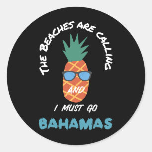 Strände nennen Bahamas Souvenir Ananas Sun Runder Aufkleber