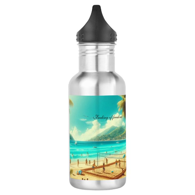Strände sind ruhige Paradiese Edelstahlflasche (Links)