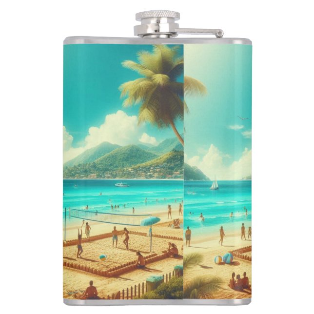 Strände sind ruhige Paradiese Flachmann (Rückseite)