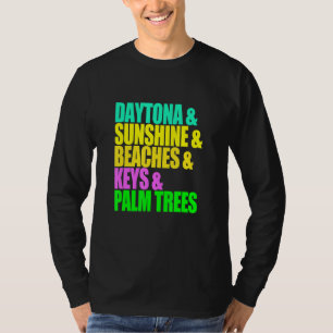 Strände von Daytona Florida Palmen Treppen Sonnens T-Shirt
