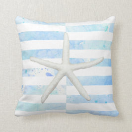 Strandfarbe Starfish Breite Streifen blau weiß Kissen
