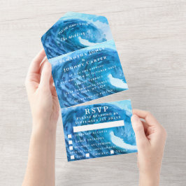 Strandfarbe Tropische Destination Ozeanwelle All In One Einladung