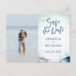Strandfarben-Foto Save the Date Einladungspostkarte